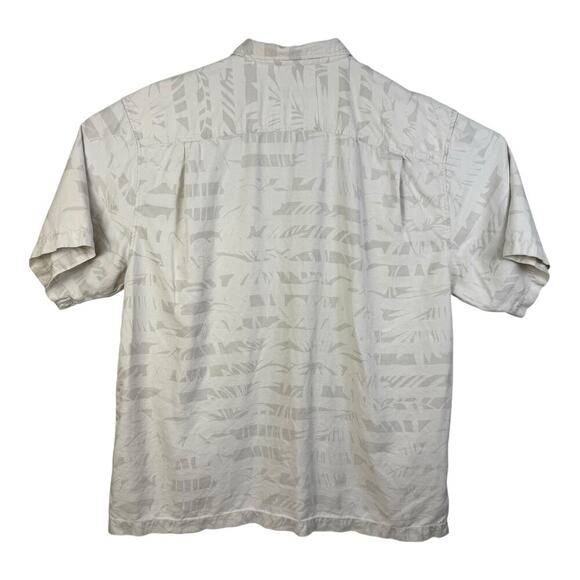 Tommy Bahama Mens XL 100% Silk white Palm Tree Tropical SS Button Down - Picture 4 of 13